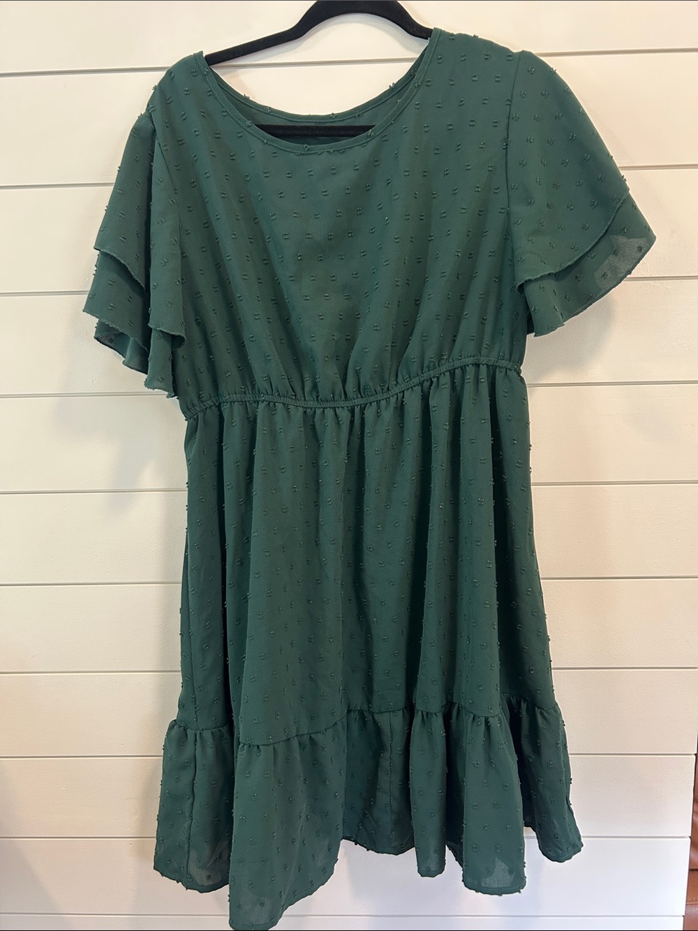 Kelly Green Ruffle Sleeve Dress